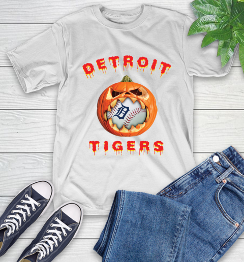 MLB Detroit Tigers Halloween Pumpkin Baseball Sports T-Shirt