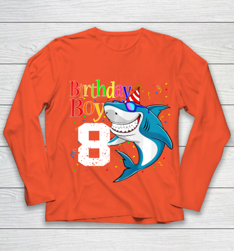 Kids 8th Birthday Boy Shark Shirts 8 Jaw Some Four Tees Boys 8 Years Old Youth Long Sleeve 3