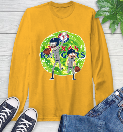 MLB Texas Rangers Rick And Morty Baseball Sports Long Sleeve T-Shirt 3