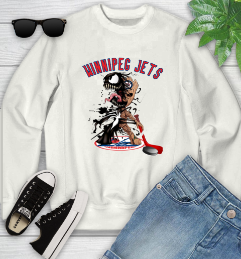 NHL Winnipeg Jets Hockey Venom Groot Guardians Of The Galaxy Youth Sweatshirt