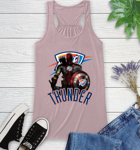 Oklahoma City Thunder NBA Basketball Captain America Thor Spider Man Hawkeye Avengers Racerback Tank 11