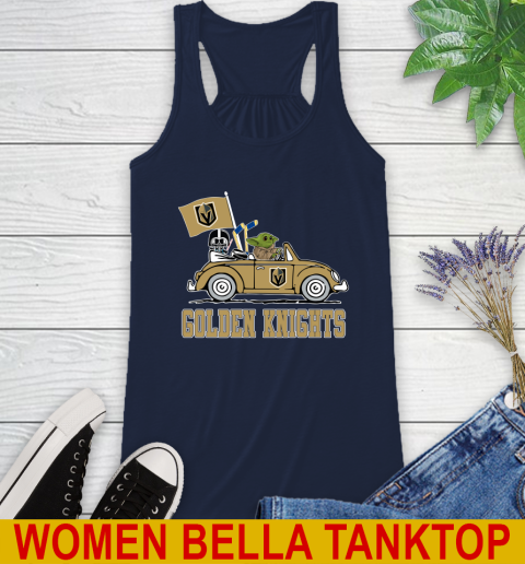 NHL Hockey Vegas Golden Knights Darth Vader Baby Yoda Driving Star Wars Shirt Racerback Tank 11