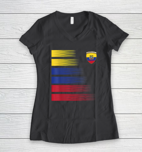 Ecuador Football Shirt Ecuadorian Soccer Jersey Women's V-Neck T-Shirt 4