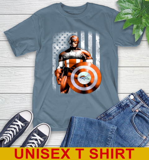 Denver Broncos NFL Football Captain America Marvel Avengers American Flag Shirt T-Shirt 8