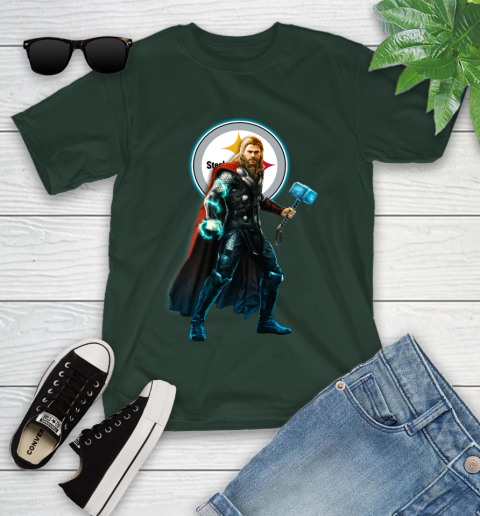 NFL Thor Avengers Endgame Football Pittsburgh Steelers Youth T-Shirt 5
