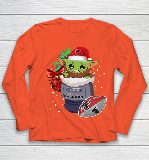 Atlanta Falcons Christmas Baby Yoda Star Wars Funny Happy NFL Youth Long Sleeve 4