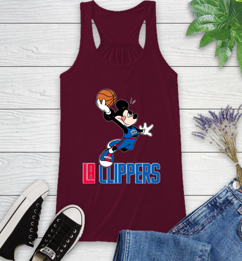 NBA Basketball LA Clippers Cheerful Mickey Mouse Shirt Racerback Tank 3