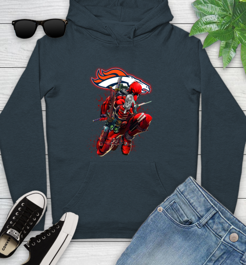 NFL Deadpool Marvel Comics Sports Football Denver Broncos Youth Hoodie 8