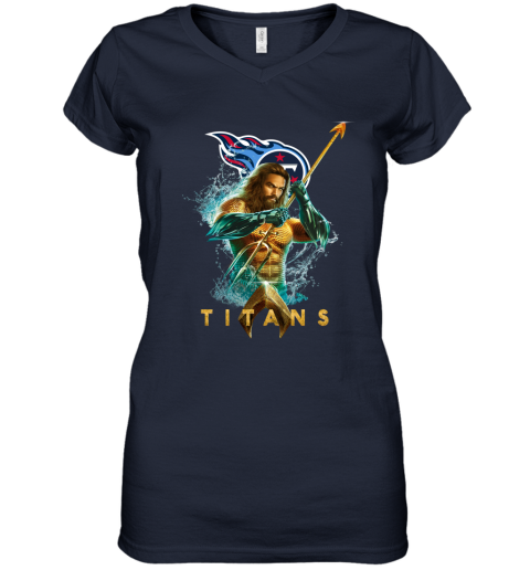 NFL Tennessee Titans Aquaman DC Football Sports v93juPVkVHM women v neck t shirt 39 95 151514 front navy