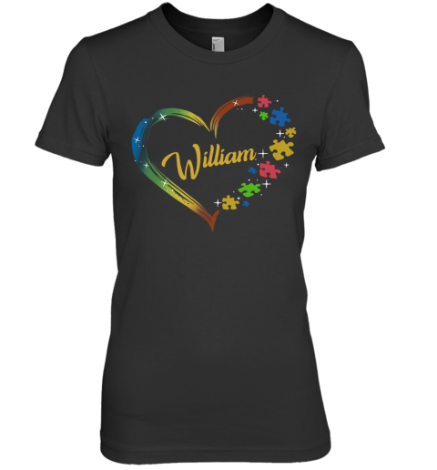 Autism Puzzle Heart Personalized Premium Women's T-Shirt