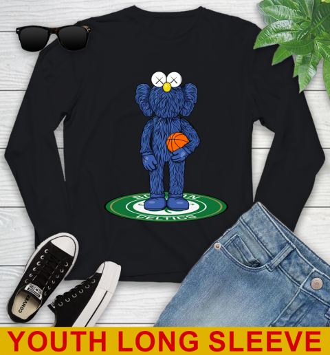 NBA Basketball Boston Celtics Kaws Bff Blue Figure Shirt Youth Long Sleeve 3 NBA Basketball Boston Celtics Kaws Bff Blue Figure Shirt Youth Long Sleeve - Image 3