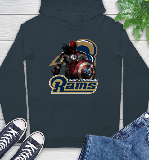 NFL Captain America Thor Spider Man Hawkeye Avengers Endgame Football Los Angeles Rams Hoodie 7