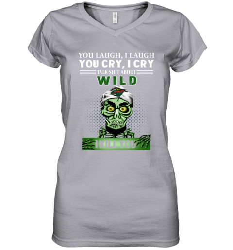 NHL Talk Shit About Minnesota Wild I Kill You Achmed The Dead Terrorist Jeffrey Dunham Hockey OVsEuD8jnmp women v neck t shirt 39 95 151514 front sport grey