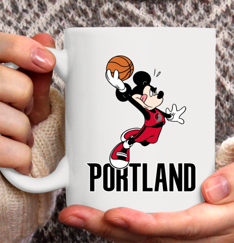 NBA Basketball Portland Trail Blazers Cheerful Mickey Mouse Shirt Ceramic Mug 15oz 2