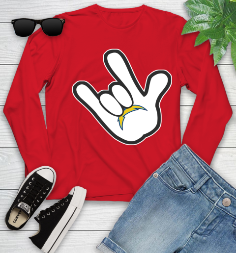 San Diego Chargers NFL Football Mickey Rock Hand Disney Youth Long Sleeve 11