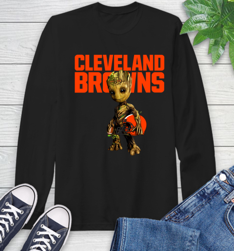 Cleveland Browns NFL Football Groot Marvel Guardians Of The Galaxy Long Sleeve T-Shirt 2