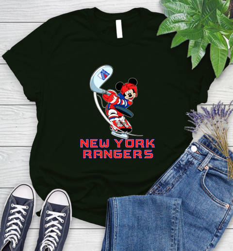 NHL Hockey New York Rangers Cheerful Mickey Mouse Shirt Women's T-Shirt 6