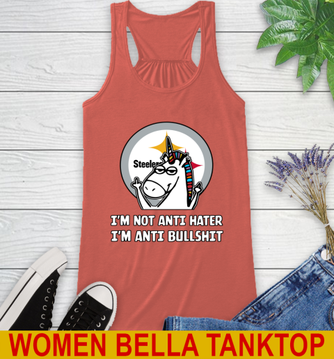 Pittsburgh Steelers NFL Football Unicorn I'm Not Anti Hater I'm Anti Bullshit Racerback Tank 4
