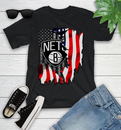 Brooklyn Nets NBA Basketball American Flag Youth T-Shirt