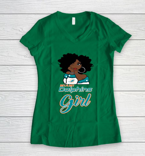 Miami Dolphins Girl NFL Women's V-Neck T-Shirt 5