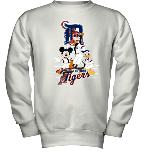Detroit Tigers Mickey Donald And Goofy Baseball Youth Sweatshirt