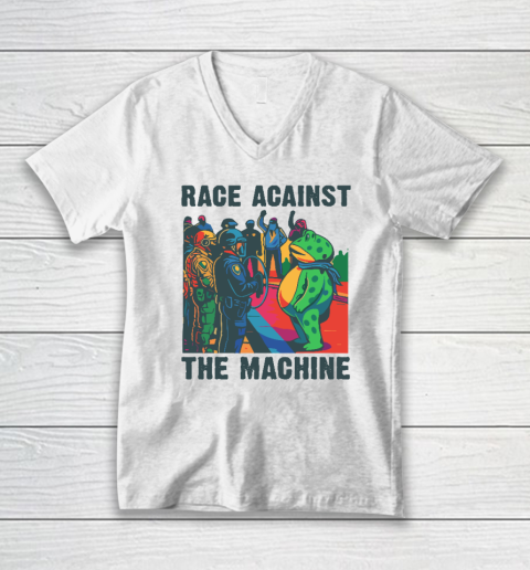 Portland Frog Anti ICE Rage Against The Machine V-Neck T-Shirt