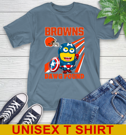 NFL Football Cleveland Browns Captain America Marvel Avengers Minion Shirt T-Shirt - Image 9