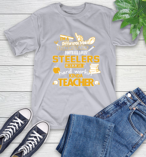 Pittsburgh Steelers NFL I'm A Difference Making Student Caring Football Loving Kinda Teacher T-Shirt 6