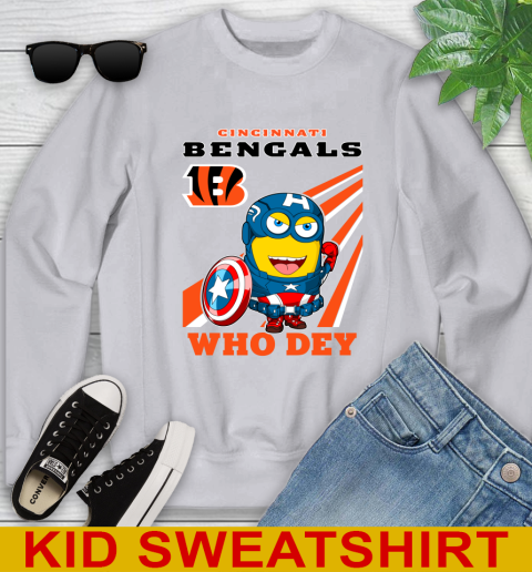 NFL Football Cincinnati Bengals Captain America Marvel Avengers Minion Shirt Youth Sweatshirt 3
