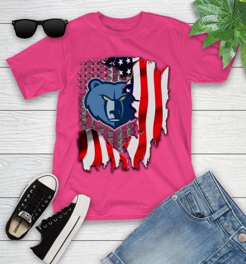 Memphis Grizzlies NBA Basketball American Flag Youth T-Shirt 11