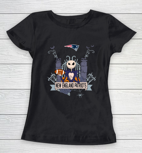 NFL New England Patriots Football Jack Skellington Halloween Women's T-Shirt