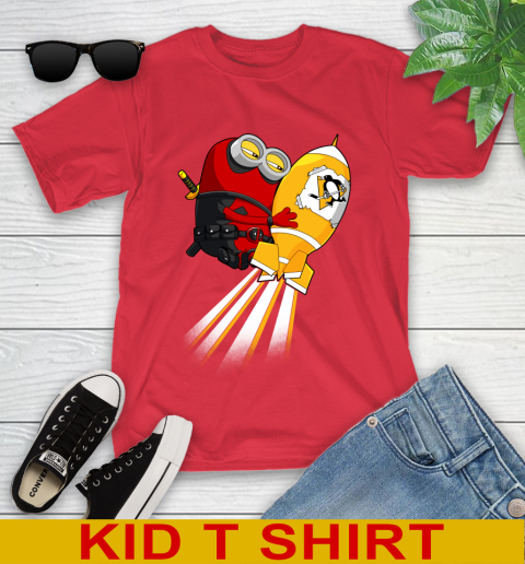 NHL Hockey Pittsburgh Penguins Deadpool Minion Marvel Shirt Youth T-Shirt 11