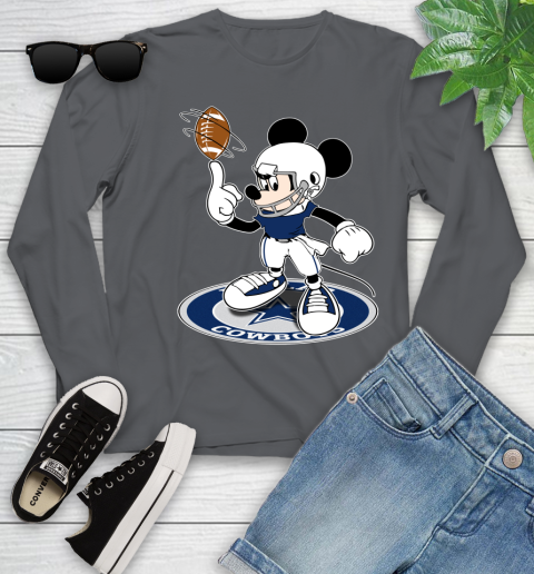 NFL Football Dallas Cowboys Cheerful Mickey Disney Shirt Youth Long Sleeve 8