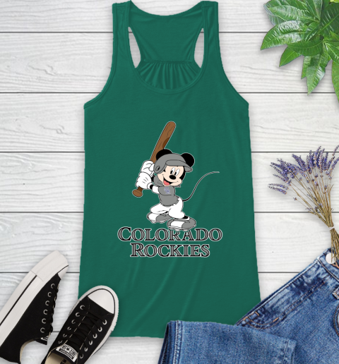 MLB Baseball Colorado Rockies Cheerful Mickey Mouse Shirt Racerback Tank 7
