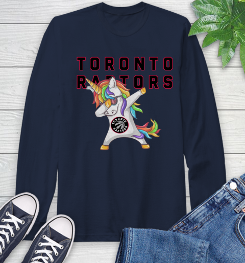 Toronto Raptors NBA Basketball Funny Unicorn Dabbing Sports Long Sleeve T-Shirt 4