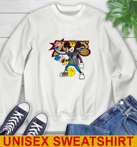 Philadelphia 76ers NBA Basketball Mickey Peace Sign Sports Sweatshirt
