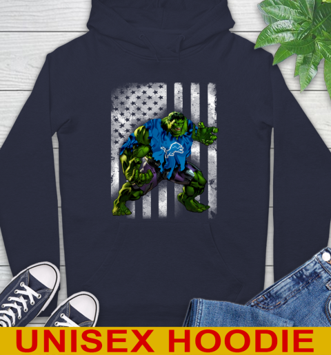 Detroit Lions Hulk Marvel Avengers NFL Football American Flag Hoodie 3