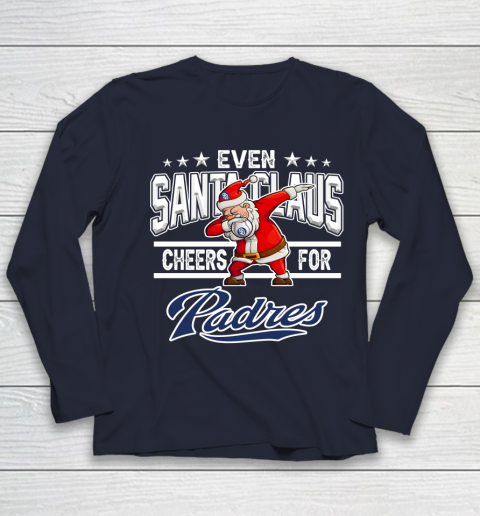 San Diego Padres Even Santa Claus Cheers For Christmas MLB Youth Long Sleeve 2