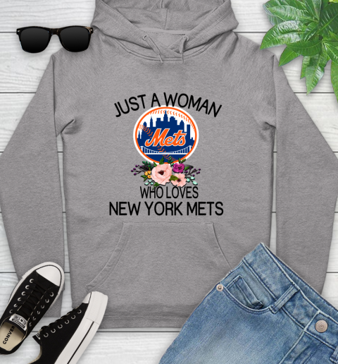 MLB Just A Woman Who Loves New York Mets Baseball Sports Youth Hoodie 4