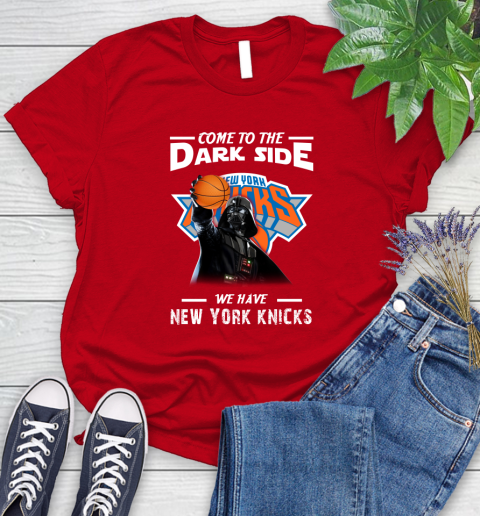 NBA Come To The Dark Side We Have New York Knicks Star Wars Darth Vader Basketball Women's T-Shirt 13