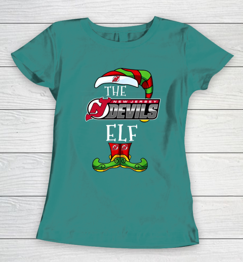 New Jersey Devils Christmas ELF Funny NHL Women's T-Shirt 10