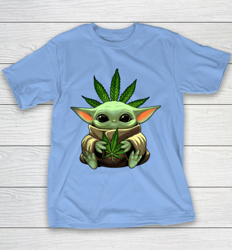Baby Yoda Hug Marijuana Canabis Youth T-Shirt 10