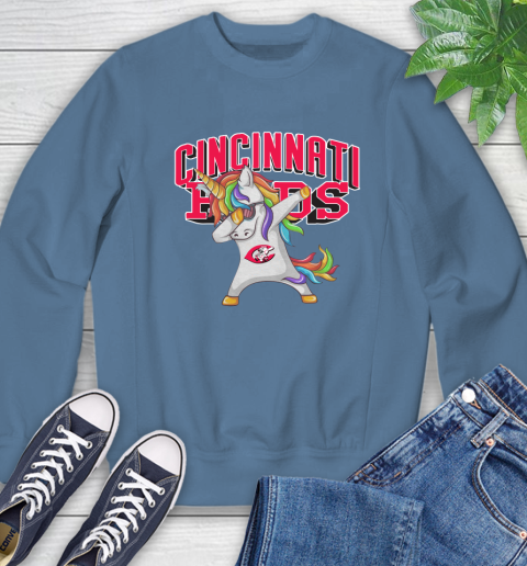 Cincinnati Reds MLB Baseball Funny Unicorn Dabbing Sports Sweatshirt 7