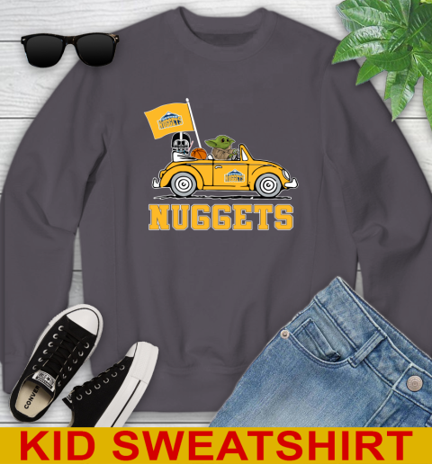 NBA Basketball Denver Nuggets Darth Vader Baby Yoda Driving Star Wars Shirt Youth Sweatshirt 6