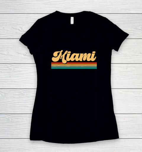 Retro City of Miami Florida Women's V-Neck T-Shirt