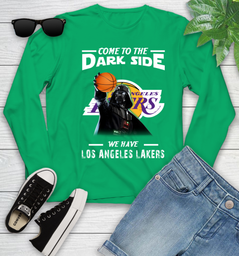 NBA Come To The Dark Side We Have Los Angeles Lakers Star Wars Darth Vader Basketball Youth Long Sleeve 7