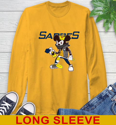 Buffalo Sabres NHL Hockey Mickey Peace Sign Sports Long Sleeve T-Shirt 3