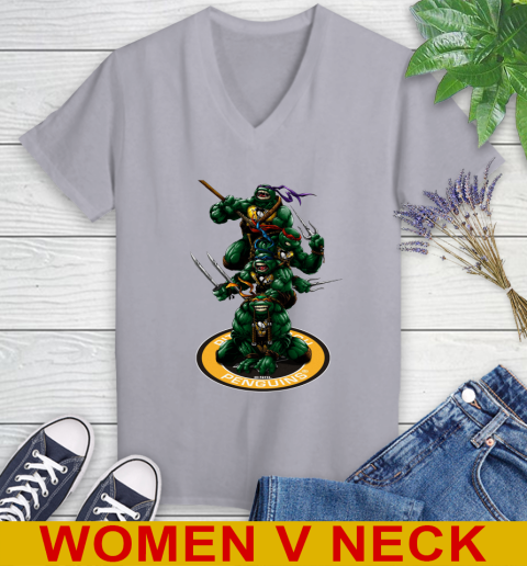 NHL Hockey Pittsburgh Penguins Teenage Mutant Ninja Turtles Shirt Women's V-Neck T-Shirt 5