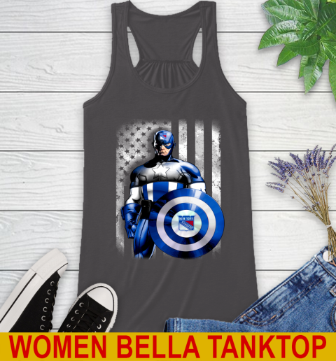 New York Rangers NHL Hockey Captain America Marvel Avengers American Flag Shirt Racerback Tank 10