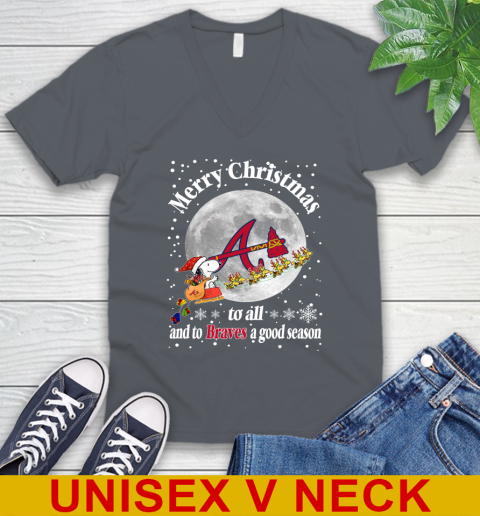 Atlanta Braves Merry Christmas To All And To Braves A Good Season MLB Baseball Sports V-Neck T-Shirt 4